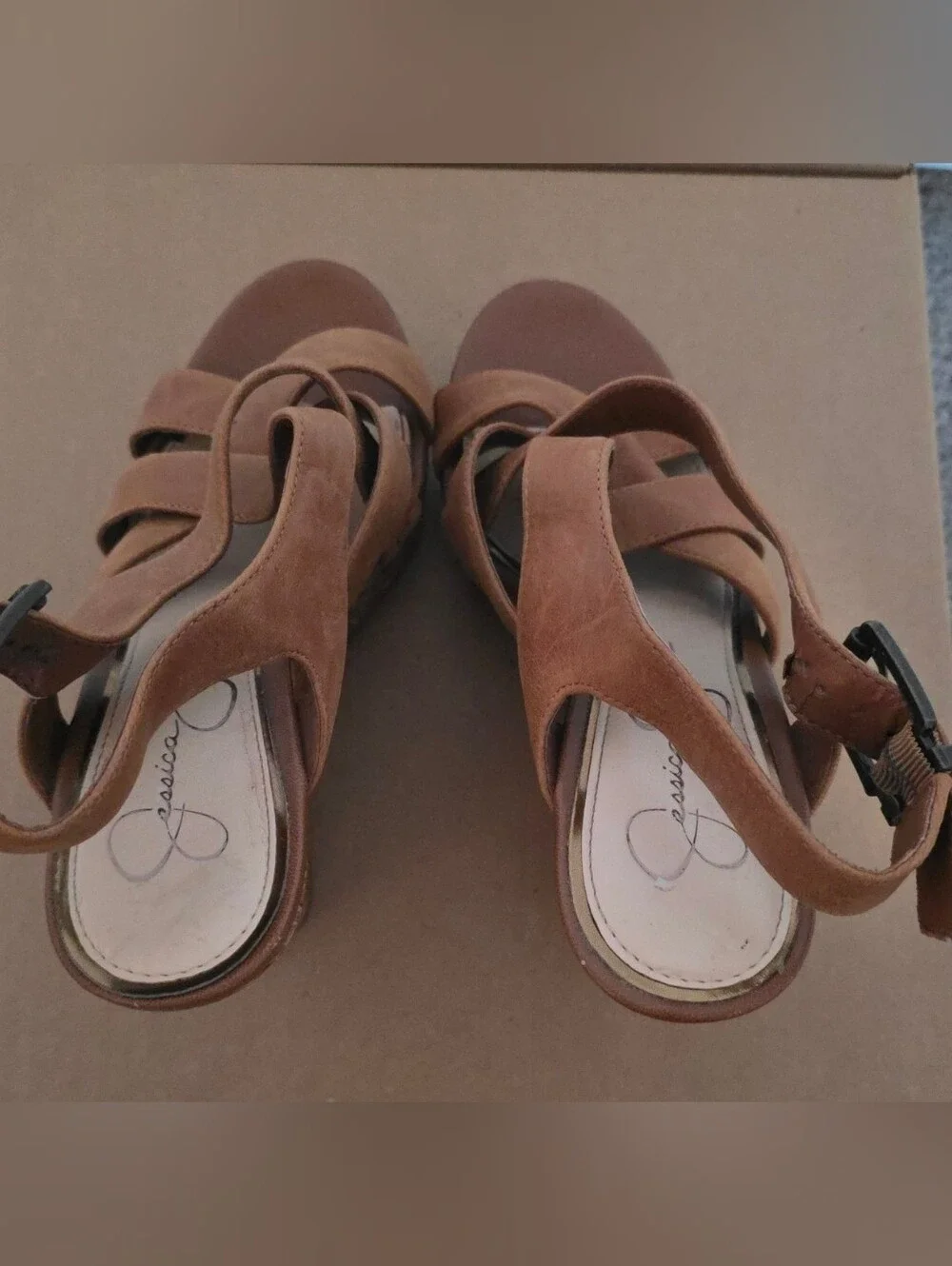 Jessica Simpson Jamalla Brown Platform Wedge Sandals Size 8.5